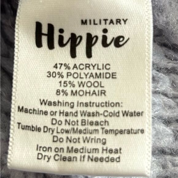 Military Hippie Women’s Lavender Cable Knit Cropped Sweater Estimated Size Large - Picture 5 of 9